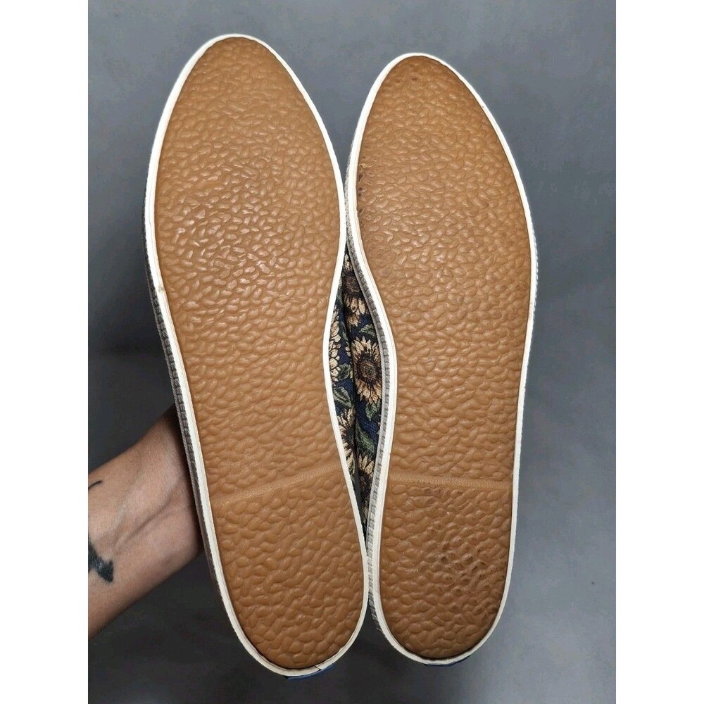 Vintage Keds Bayshore Sunflower Canvas Slip on Sandals Mules Women's 7.5 Navy Bl - Picture 7 of 9